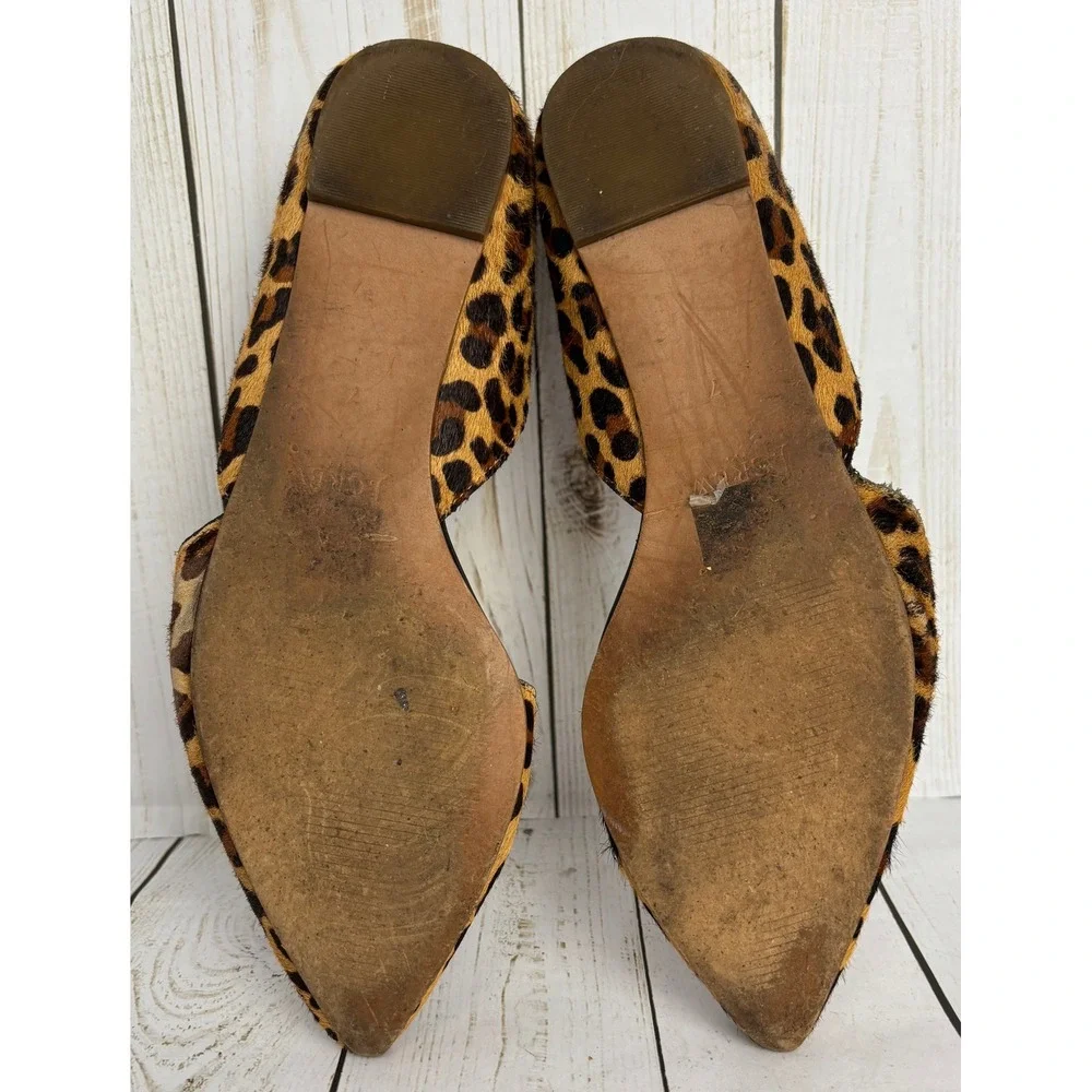 J.Crew Womens Leopard Calf Hair D'Orsay Pointed Toe Flats Shoes Brown Size 7
